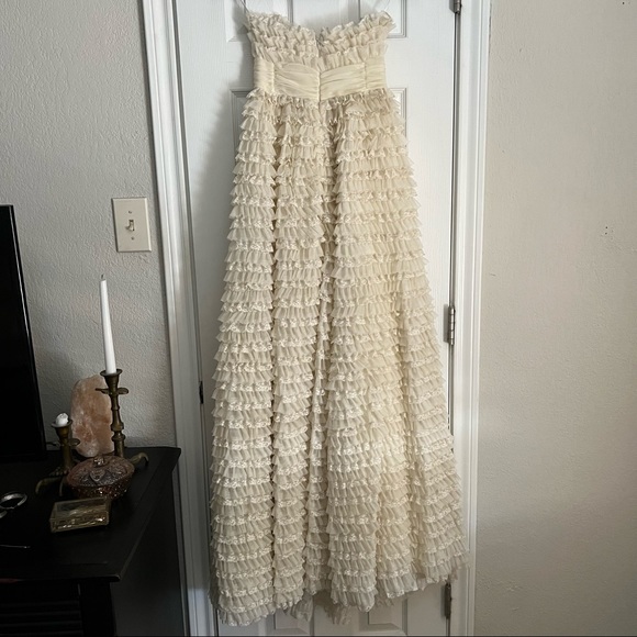 LOVESHACKFANCY STRAPLESS RUFFLE BEACH WEDDING DRESS SIZE 2 - Picture 5 of 13